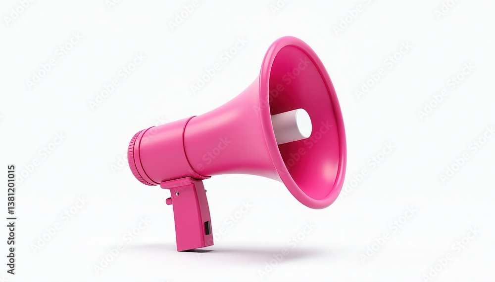 Vibrant Pink Megaphone Against White Background: A Colorful Communication Tool. A pink megaphone on a white background. Vibrant Pink Megaphone Against White Background: A Colorful Communication Tool. A pink megaphone on a white background.