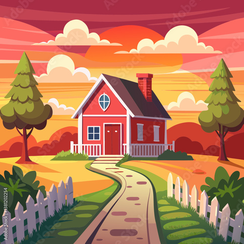 Rustic Farmhouse on a Winding Path