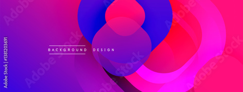 Vibrant overlapping circles create abstract composition. Gradient purple, pink hues dominate design. Modern aesthetic, smooth transitions, dynamic shapes.
