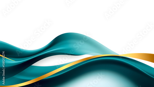 Abstract Blue and gold Wave Design with Colorful Curves and Lines