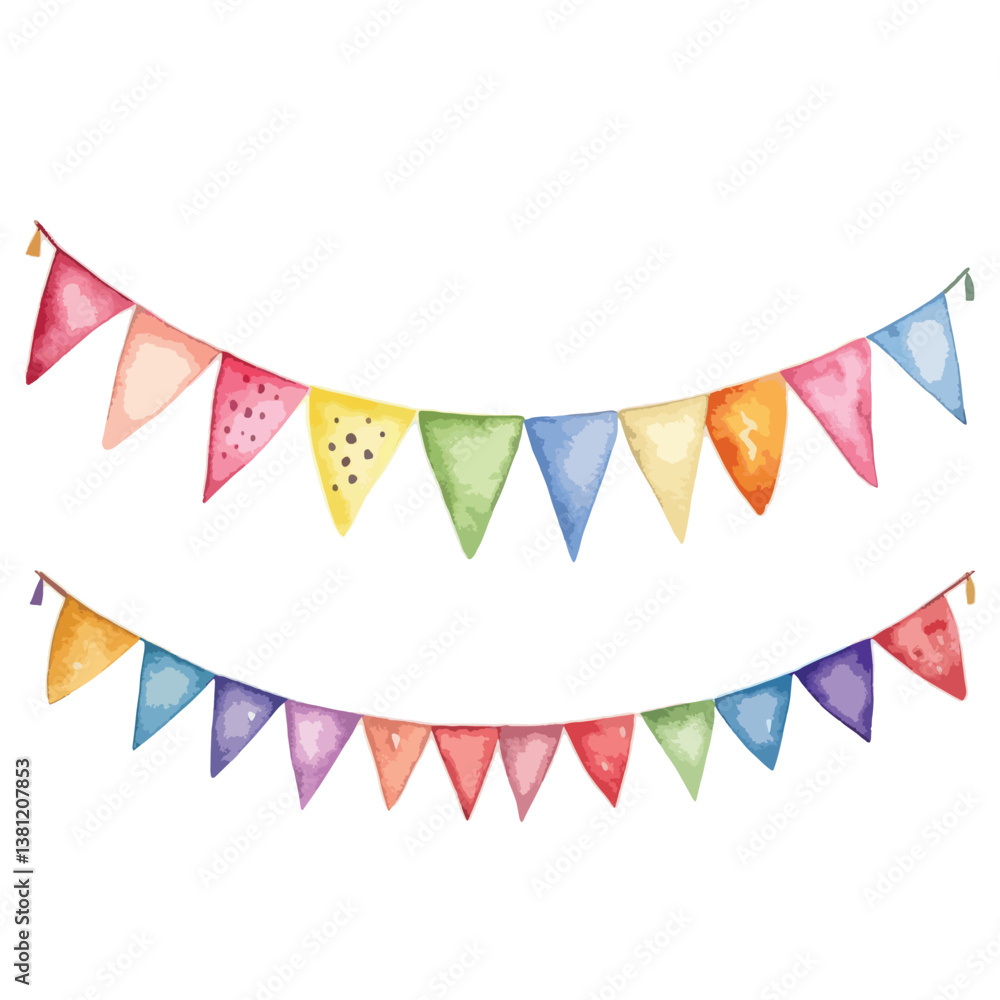 Fototapeta premium watercolor A fiesta with balloons and streamers illustration