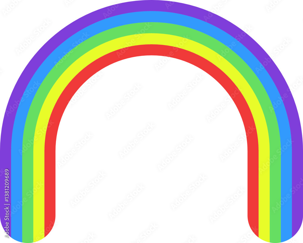 Obraz premium Rainbow colored curved line with rounded ends.