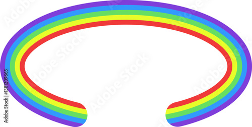 Rainbow colored curved line forming an oval shape.