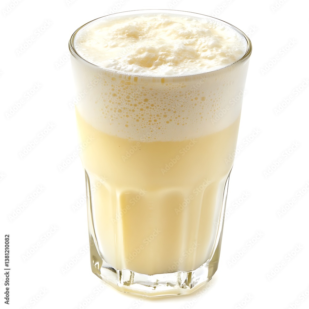 A Glass of Cold Sweet Lassi with a Thick Frothy Texture A Glass of Cold Sweet Lassi with a Thick Frothy Texture