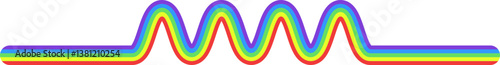 Rainbow colored line with curved and straight sections.