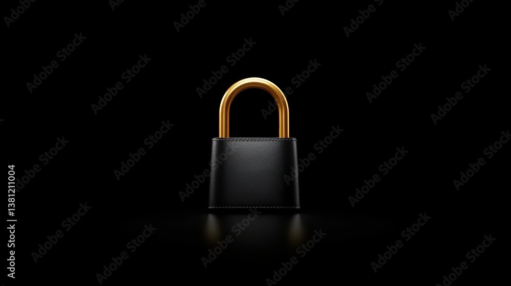 Fototapeta premium Sturdy black padlock with golden handle, ensuring security and peace of mind for your valuables