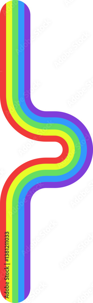 Obraz premium Rainbow colored line with a wave shape and a straight section.