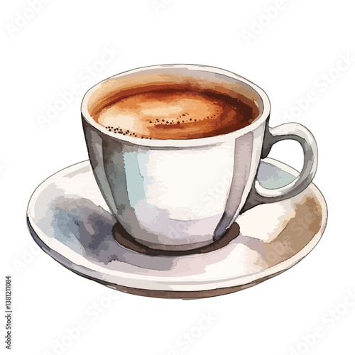 watercolor A freshly brewed cup of espresso illustration