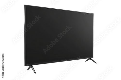 Sleek Modern Flat-Screen TV With Thin Bezel And Angled Stand Transparent Background