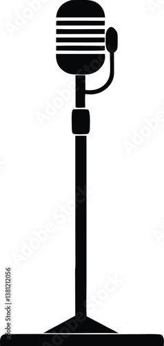 Microphone Stand silhouette vector,Microphone clip art
