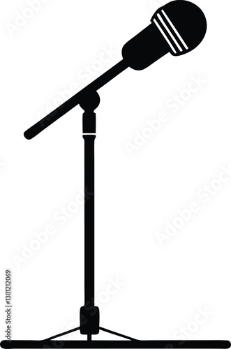 Microphone Stand silhouette vector,Microphone clip art