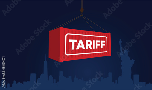 Tariff and USA Economy concept - Flag of the United States of America background. Tariff USA trade war with the others countries.