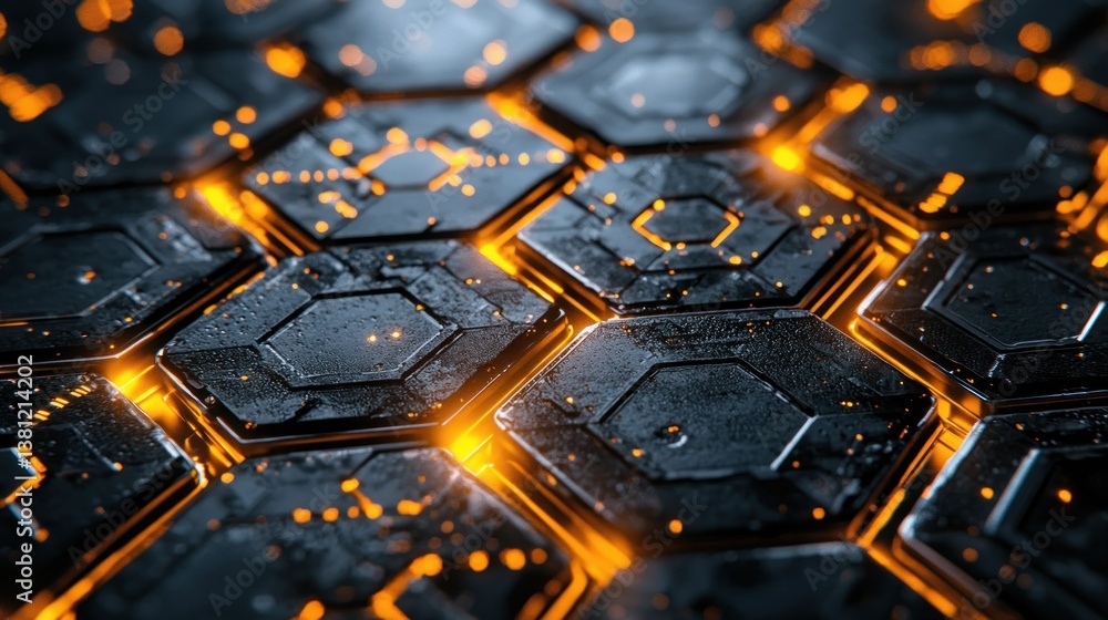 Abstract Hexagonal Grid: Futuristic Technology Background Abstract Hexagonal Grid: Futuristic Technology Background