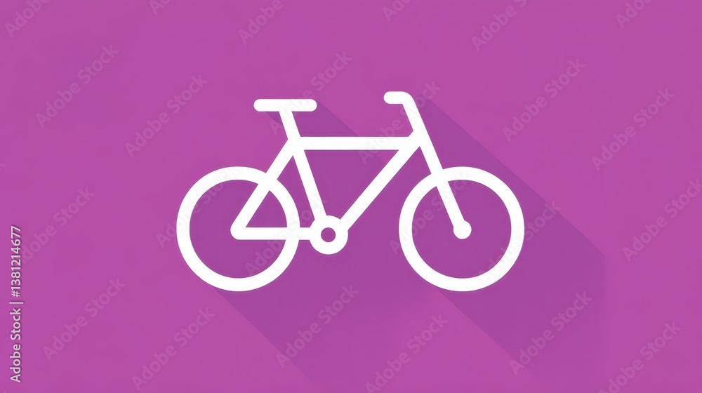 Bicycle icon on purple, a modern symbol for cycling, travel and urban commuting Bicycle icon on purple, a modern symbol for cycling, travel and urban commuting