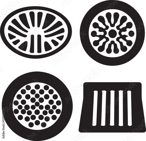 Drain Round Shape with Visible silhouette vector