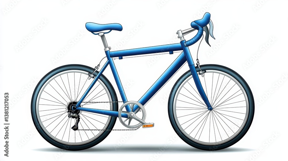 Obraz premium Vibrant blue bicycle isolated on white, a studio photograph of classic twowheeled transportation icon