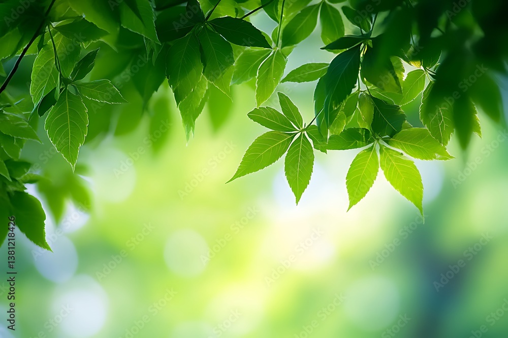 Lush green leaves frame a sun-drenched springtime scene, vibrant and alive with natural light and a soft, blurred background. Lush green leaves frame a sun-drenched springtime scene, vibrant and alive with natural light and a soft, blurred background.