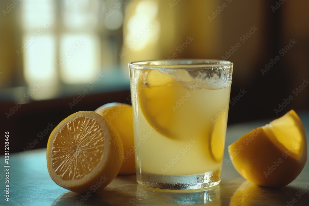 A tantalizing glass of lemonade featuring fresh lemon slices served on a table, evoking feelings of refreshment, summer fun, and vibrant dining experiences. A tantalizing glass of lemonade featuring fresh lemon slices served on a table, evoking feelings of refreshment, summer fun, and vibrant dining experiences.