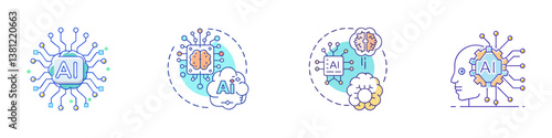 Artificial Intelligence Concepts Illustrated with Circuitry Brain and Technology Integration