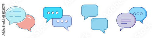 Collection of Colorful Speech Bubbles for Communication and Messaging