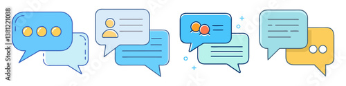 Collection of Colorful Speech Bubbles for Communication and Messaging