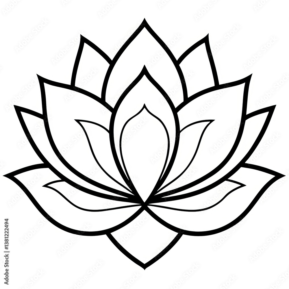 Lotus Flower and Branch Line Art Lotus Flower and Branch Line Art
