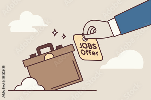 Job offer for new career position, recruitment vacancy or contract offer for new hire, position or success candidate to join, welcome opportunity concept, businessman hand offer new office desk job.