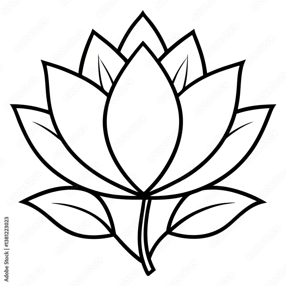 Lotus Flower and Branch Line Art Lotus Flower and Branch Line Art