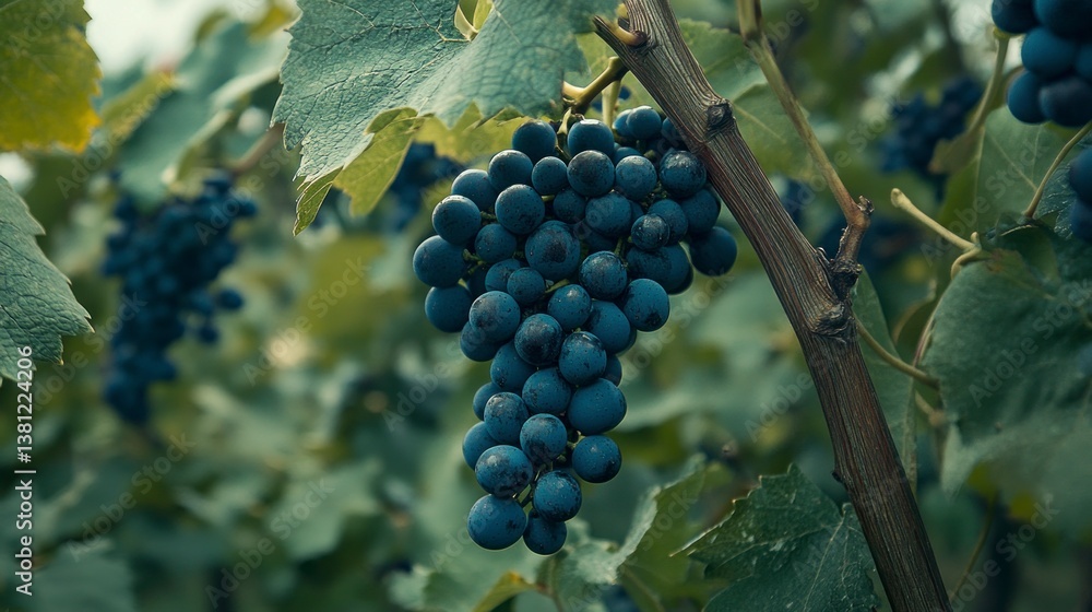 Ripe Grapes Hanging on Vine in Vineyard Ready for Harvest Ripe Grapes Hanging on Vine in Vineyard Ready for Harvest