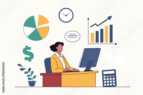 Accountant calculate tax, finance or accounting document, manage invoice, office financial chart and graph, money report or balance audit concept, businesswoman accountant working in the office.
