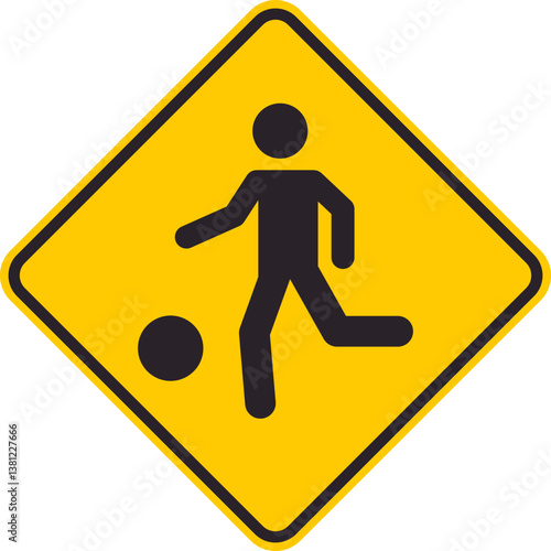 Yellow rhombus traffic sign that alerts drivers of children playing in the area.
