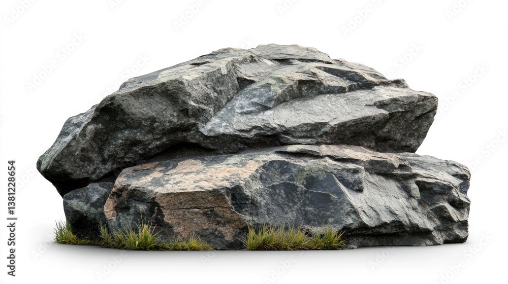 Isolated Boulder Rock with Grass for Product Display or Mockup Isolated Boulder Rock with Grass for Product Display or Mockup