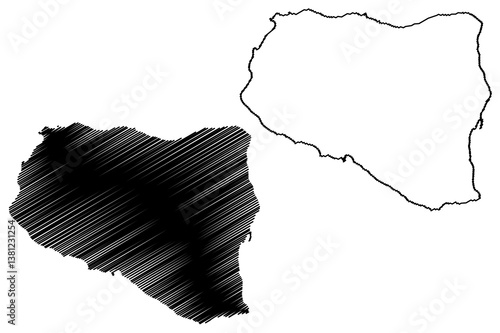 Salina island (Aeolian Islands, Italian Republic, Italy) map vector illustration, scribble sketch Salina map