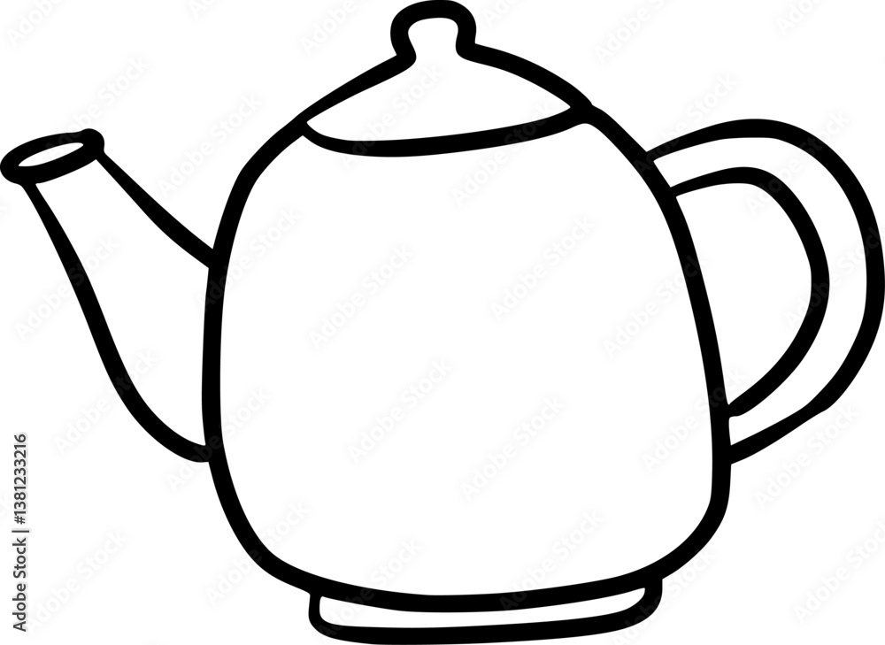 Obraz premium Teapot outline, tea time illustration.