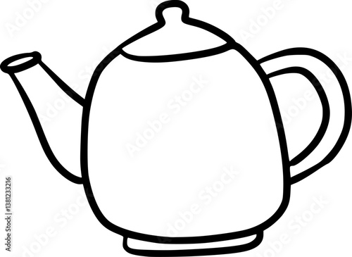 Teapot outline, tea time illustration.
