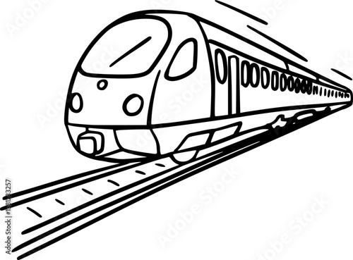 Train car sketch, transportation illustration.