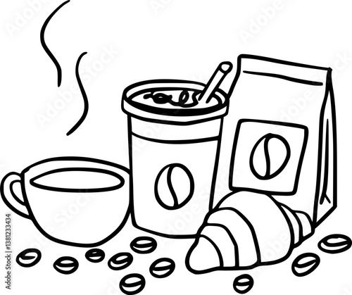 Instant coffee jar, beverage product drawing.