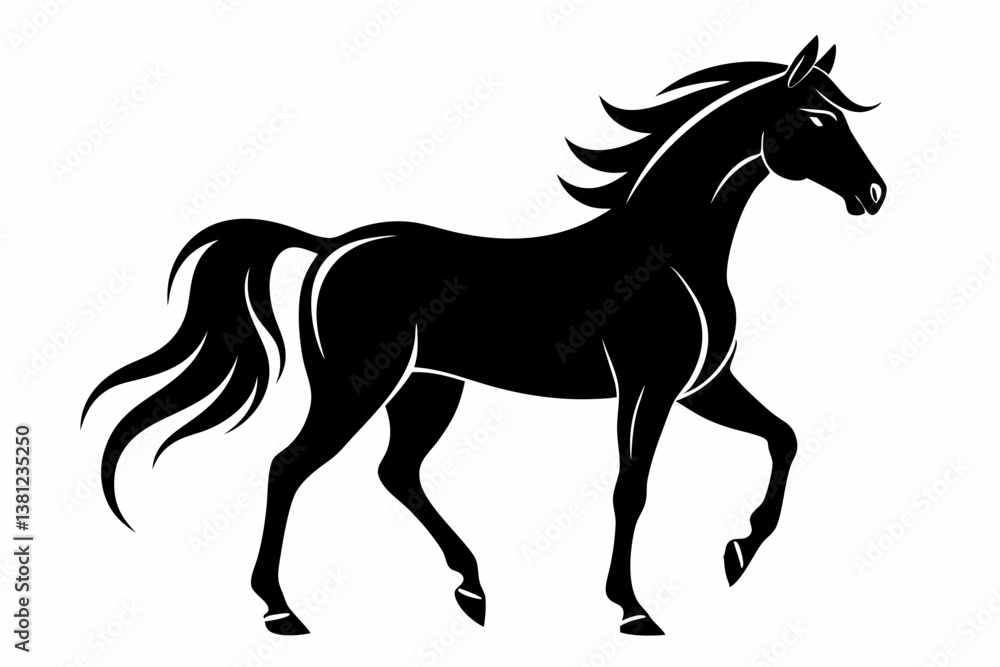Obraz premium arabian horse sihouette black vector