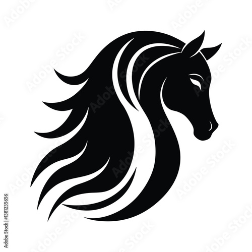 Horse Head Vector Silhouette Design.