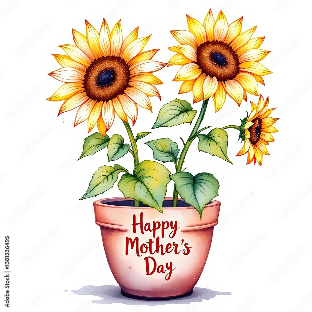 Obraz premium Sunflowers in Pot Celebrating Mother's Day 