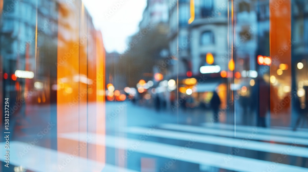 Blurred urban street scene with abstract reflections and city lights Blurred urban street scene with abstract reflections and city lights