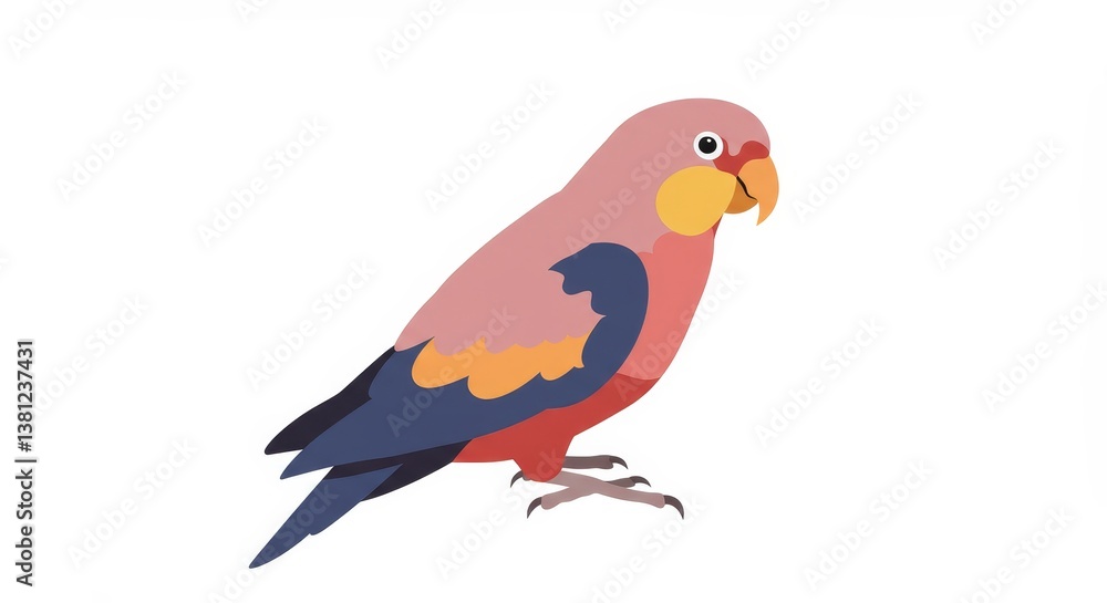 Obraz premium Rosella parrot perched in minimal white background