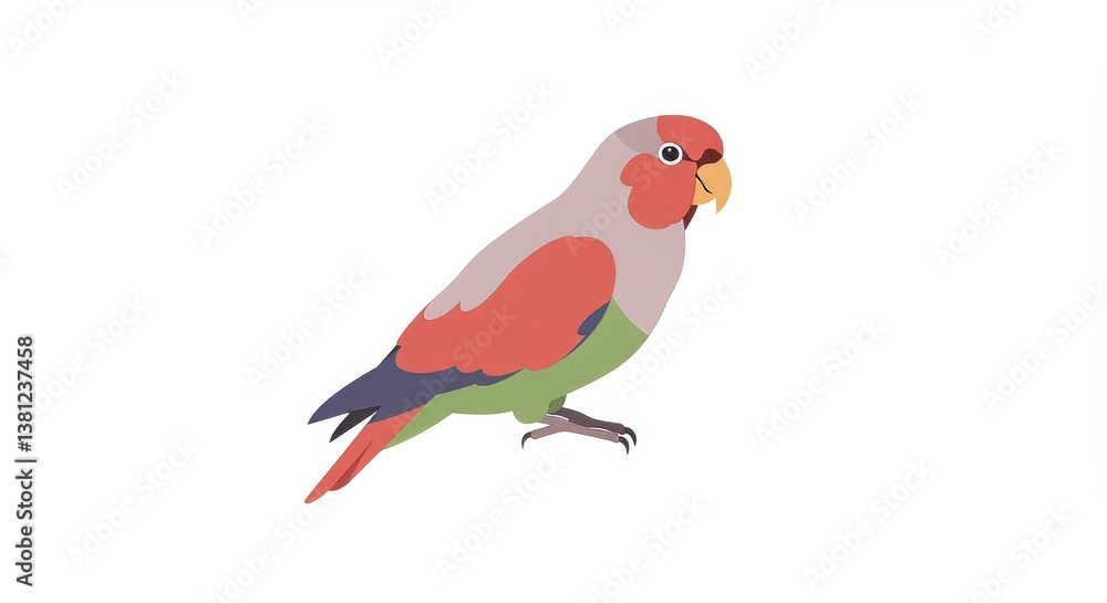 Rosella parrot perched in minimal white background Rosella parrot perched in minimal white background