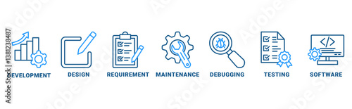Agile banner web icon vector illustration concept with icon of development, design, requirements, maintenance, debugging, testing, software 