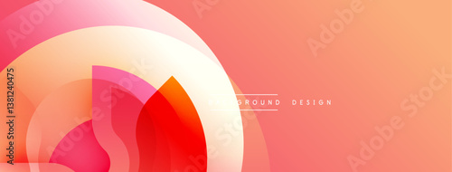Circular abstract layout with layered shapes blending into each other, creating glowing gradients, fluid motion, and deep contrast