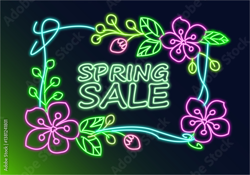 Tableau sur toile Neon poster. Spring discounts, sale.ai