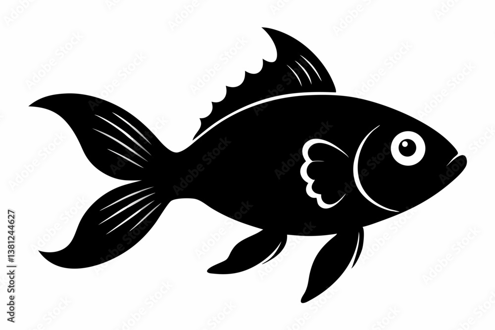 goldfish sihouette black vector goldfish sihouette black vector