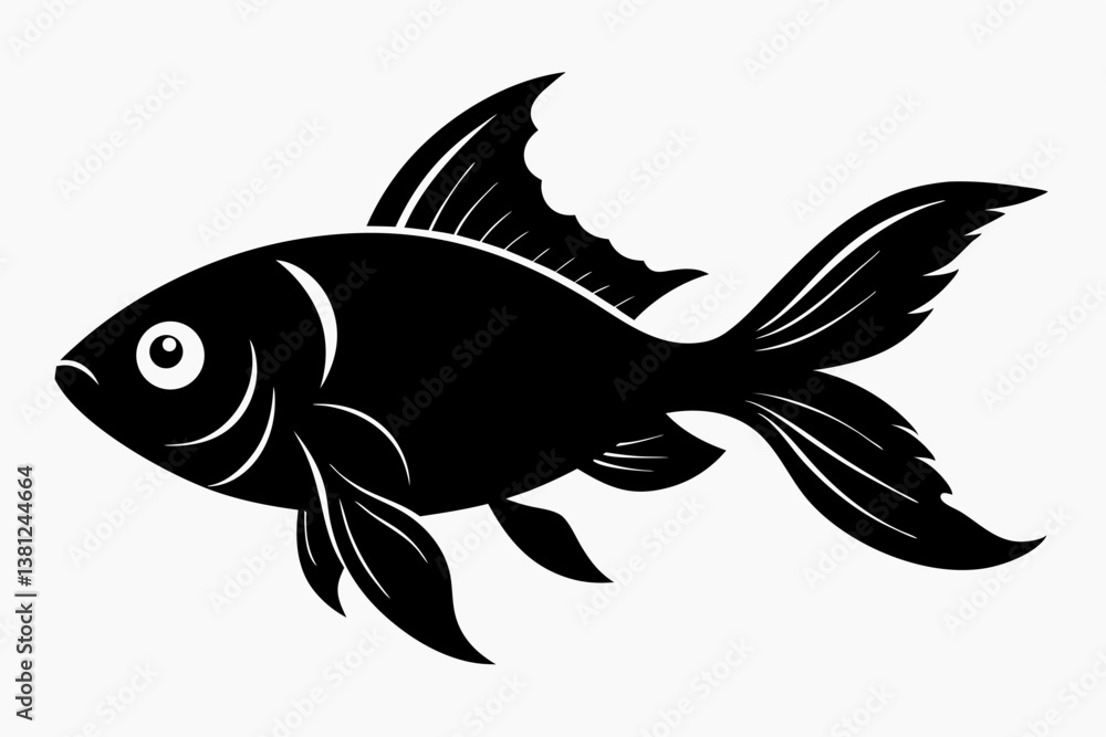 goldfish sihouette black vector goldfish sihouette black vector