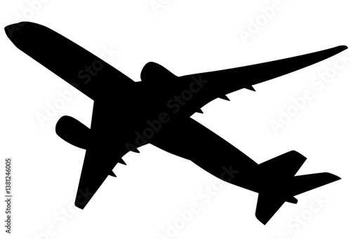 A vector illustration of the lateral view of an airplane climbing.
