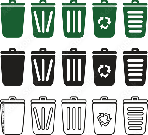 Trash vector symbol Garbage Can bin with icon for waste management and ecology
